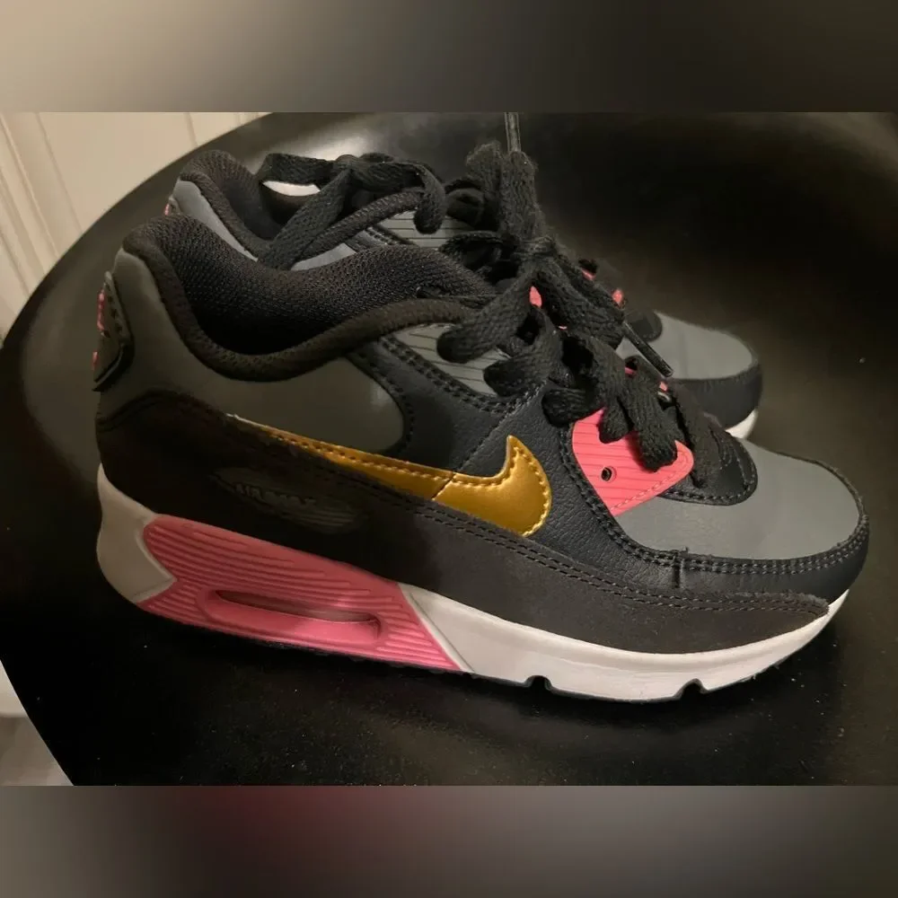 Nike Air Max 90 LTR (GS) Gray Copper Pink Black CD6864-025 Size 2Y